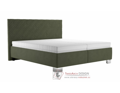 SYLVA, čalouněná postel 160x200cm, látka zelená / matrace NELLY PLUS