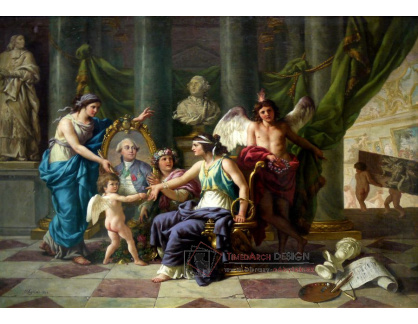 VF202 Jean-Jacques Lagrenee - Alegorie o zřízení muzea ve velké galerii Louvre