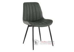 HAZAL, jídelní židle, černá / ekokůže zelená