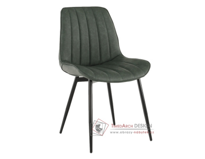 HAZAL, jídelní židle, černá / ekokůže zelená