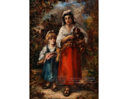 DDSO-2061 Narcisse Virgilio Diaz de la Peňa - Žena s dítětem a psem