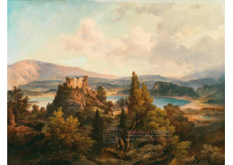 A-5145 Jakob Canciani - Pohled na ruiny Finkenstein na jezeře Faaker See