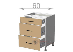 dolní skříňka se zásuvkami š.60, v.82, Kaiser LD12S6082, bílá/bílý mat
