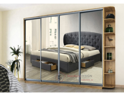 REFLECTION, šatní skříň s posuvnými dveřmi 280cm, dub artisan / zrcadla