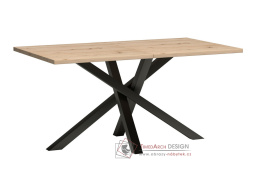 BARBUS, jídelní rozkládací stůl 160-260x90cm, černá / dub artisan