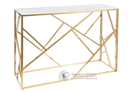 ESCADA C II, konzolový stolek 120x40cm, zlatá / sklo bílý mramor