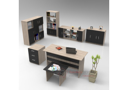FRONTERA kancelářský set se skříňkou, dub / černá