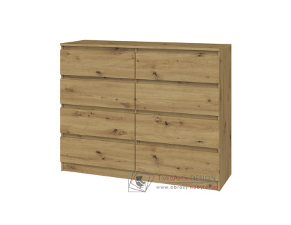 MALVÍNA M8, komoda s 8-mi zásuvkami 120cm, dub artisan
