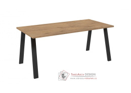 KOBALT, jídelní stůl 185x90cm, černá / dub lancelot