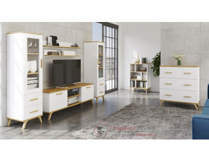 ROKY G, obývací sestava nábytku, bílá / dub artisan