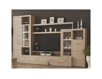 ATLANTIS NEW, obývací stěna s LED osvětlením, dub sonoma