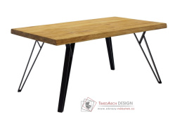 SYSTEM S40205, jídelní stůl s nepravidenou hranou 160x90cm, černá / dub rustikální