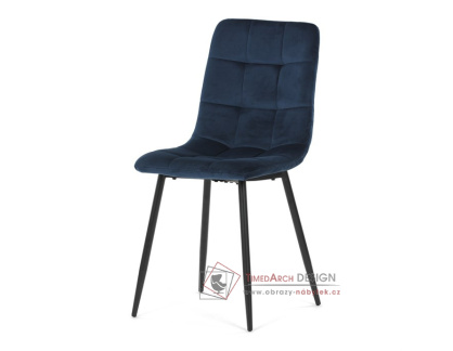 CT-281 BLUE4, jídelní židle, černá / látka modrý samet