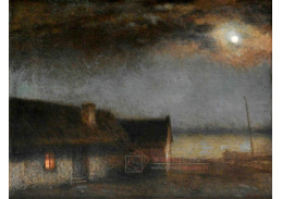 Jakub Schikaneder - Večerní krajina s domem