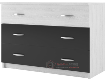 ESSEX, komoda se 3-mi zásuvkami, light artwood / antracit