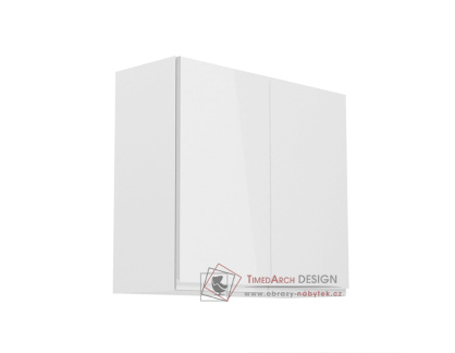 AURORA, horní kuchyňská skříňka G80, bílá / bílý lesk