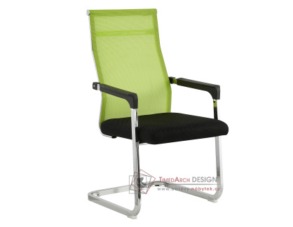 RIMALA NEW, konferenční židle, chrom / síťovina černá + zelená