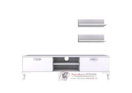 ANGUS, televizní stolek 2-dveřový s policemi, bílá