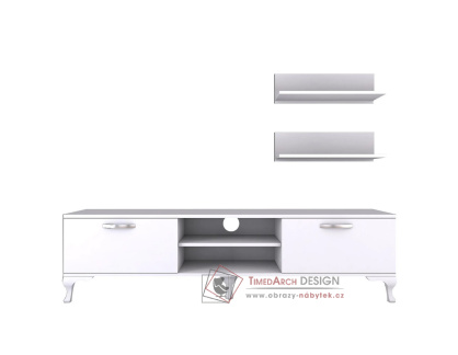 ANGUS, televizní stolek 2-dveřový s policemi, bílá