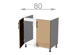 dolní dřezová skříňka š.80, v.82, Kaiser LS8082, bílá/cappuccino lesk