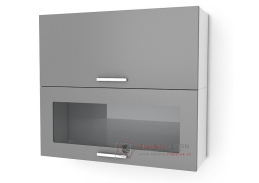 NATANYA, horní kuchyňská skříňka prosklená KL701D1W, bílá / červený lesk