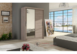 MIKADO VI, šatní skříň s posuvnými dveřmi 120cm, dub sonoma truflový / zrcadlo