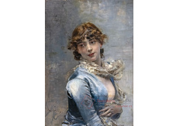A-4820 Giovanni Boldini - Elegantní dívka v modrých šatech