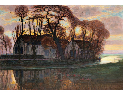 D-7575 Piet Mondrian - Farma poblíž Duivendrechtu ve večerních hodinách