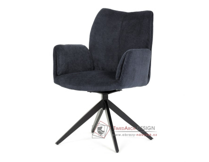 HC-993 BLUE2, jídelní otočné křeslo, černá / látka modrá