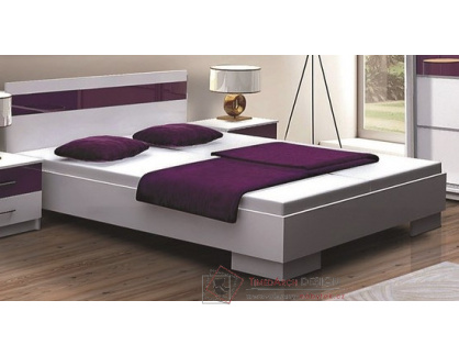 DUBAJ, postel 160x200cm, bílá / fialové sklo
