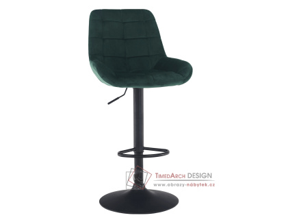 CHIRO NEW, barová židle, černá / látka velvet tmavě zelená