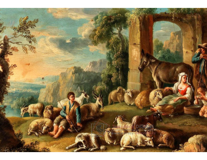 A-4299 Johann Matthias Twinger - Jižní krajina s pastýři a jejich stádem