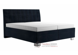SARA, čalouněná postel 180x200cm, látka tmavě modrá / matrace IVANA PLUS