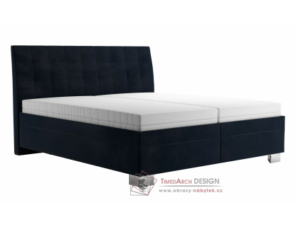 SARA, čalouněná postel 180x200cm, látka tmavě modrá / matrace IVANA PLUS