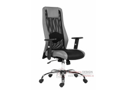SANDER, kancelářská židle, síťovina černá / látka černá / ekokůže šedá