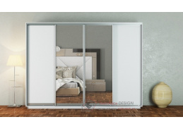 GAMMA, šatní skříň s posuvnými dveřmi 300cm, bílá / zrcadla