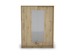 JULIE, šatní skříň s posuvnými dveřmi 150cm, dub artisan / zrcadlo