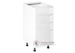 AURORA, dolní kuchyňská skříňka D40S4, bílá / bílý lesk