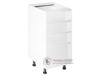 AURORA, dolní kuchyňská skříňka D40S4, bílá / bílý lesk