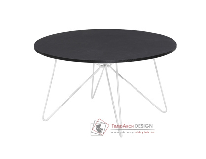 MIKEL NEW, konferenční stolek pr. 80cm, bílá / černý dub