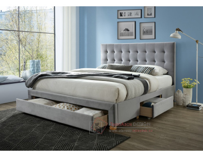 L504 OLA, čalouněná postel 180x200cm, látka světle šedá