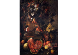 VSO 1338 Neznámý autor - Zátiší s květinami, ovocem a papouškem