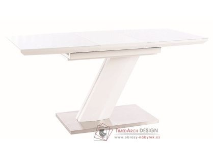 TORONTO, jídelní stůl rozkládací 120-160x80cm, leštěná ocel / bílá