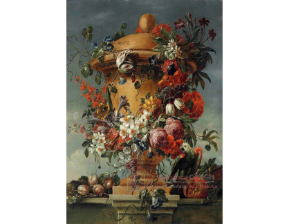 A-1436 Jacob Melchior van Herck - Věnec z růží, narcisů, svlačce a dalších květin