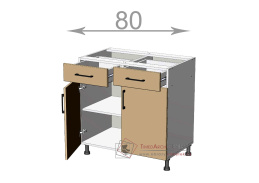 dolní skříňka se zásuvkami š.80, v.82, Premiere LDD22S8082, bílá/šedý metalic