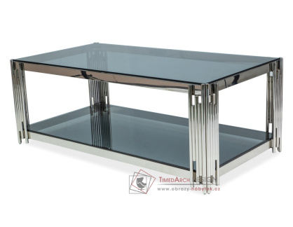 FOSSIL A, konferenční stolek, chrom / kouřové sklo