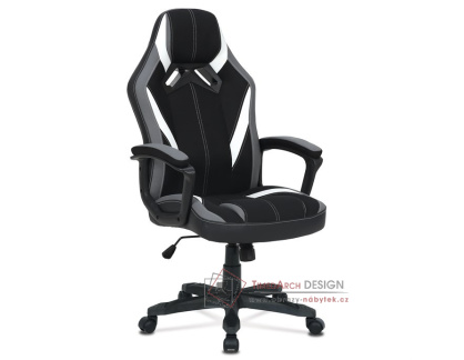 KA-Y326 GREY, herní křeslo, látka černá + šedá / ekokůže bílá