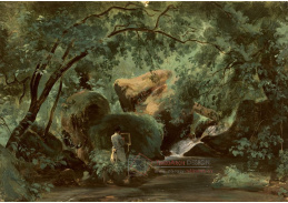 A-1911 André Giroux - Lesní interiér s malířem