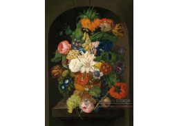 DDSO-4425 Johann Baptist Drechsler - Zátiší s květinami a vinnými hrozny