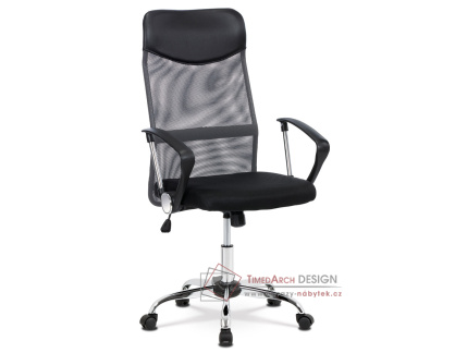 KA-E305 GREY, kancelářská židle, látka mesh + ekokůže černá / síťovina šedá